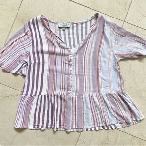 Hayden Los Angeles Striped Peplum Top Size Small